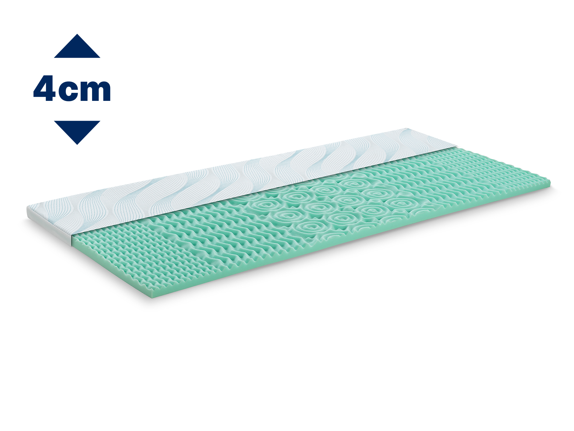 Dormeo Aloe Vera Vitalis 2-In1 fedőmatrac 4 cm, megfordítható huzat, hűsítő oldal és egész évszakban használható oldal, tartást adó Orthocell™ hab, 5